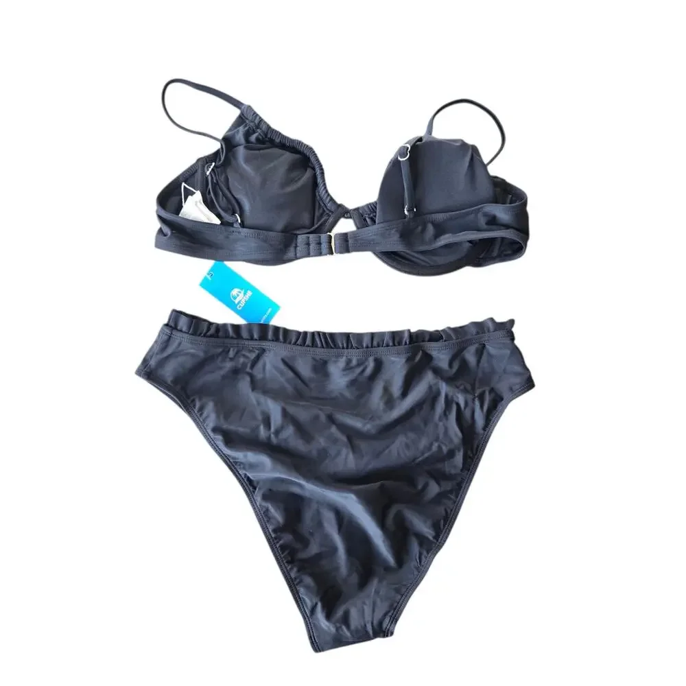 Cupshe High Waisted Push Up Cheeky Two Piece Bikini Size L NWT